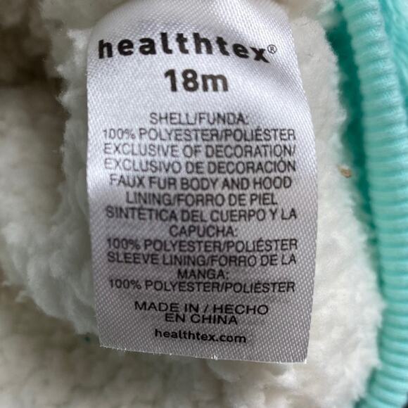 Healthtex Owl Fleece Jacket Mint Green 18 Mos - Picture 4 of 6